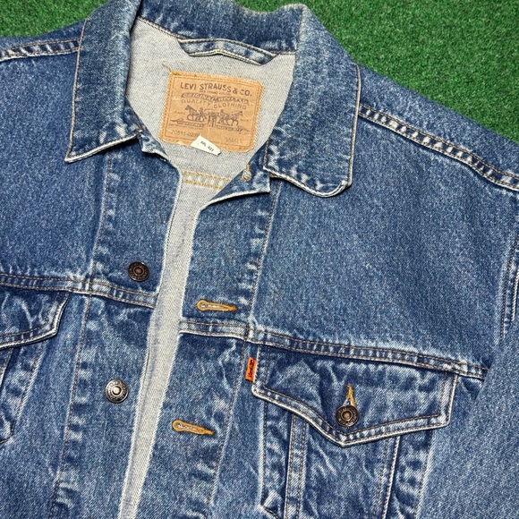 Vintage 80s 90s Levi’s Denim Jean Jacket, Orange Tab, Grunge Rocker (Small) - Picture 2 of 10